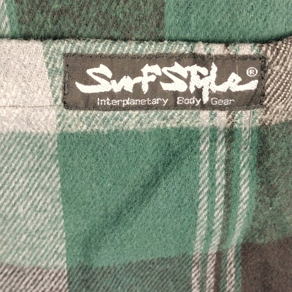 Surf Style Interplanetary Body Gear Green Windowpane Plaid Hooded Snap Up Vest - Picture 4 of 13